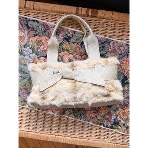 Vintage Y2k Roberta Gandolfi Italian Genuine Leather & Mink Fur Handbag